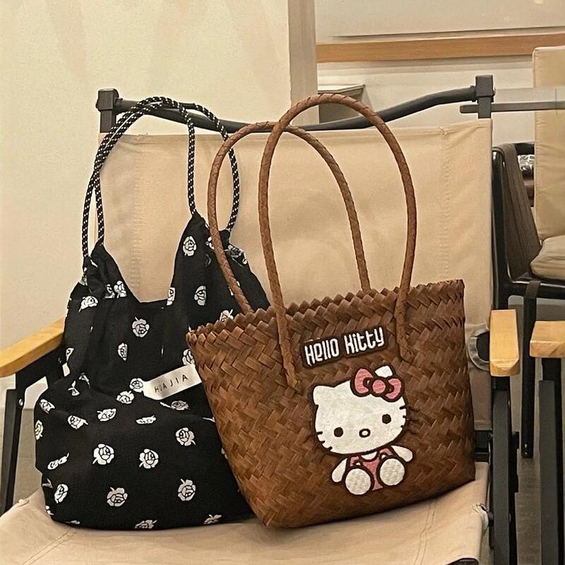 hellokity Tote Handmade Woven Bag Cartoon Portable Mommy Holiday Bag Bath Woven Dishes