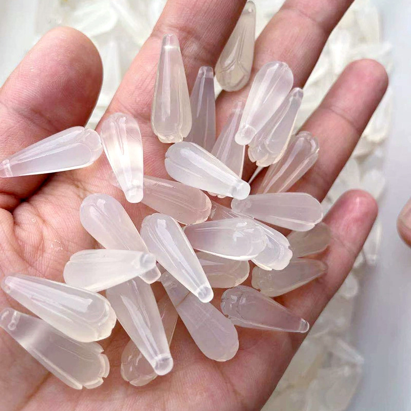 Organic agate pendant white jade drop-shaped