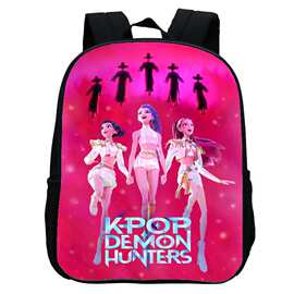 新品印花猎魔女团Huntrix Kpop幼儿园书包 卡通12寸双肩背包轻便