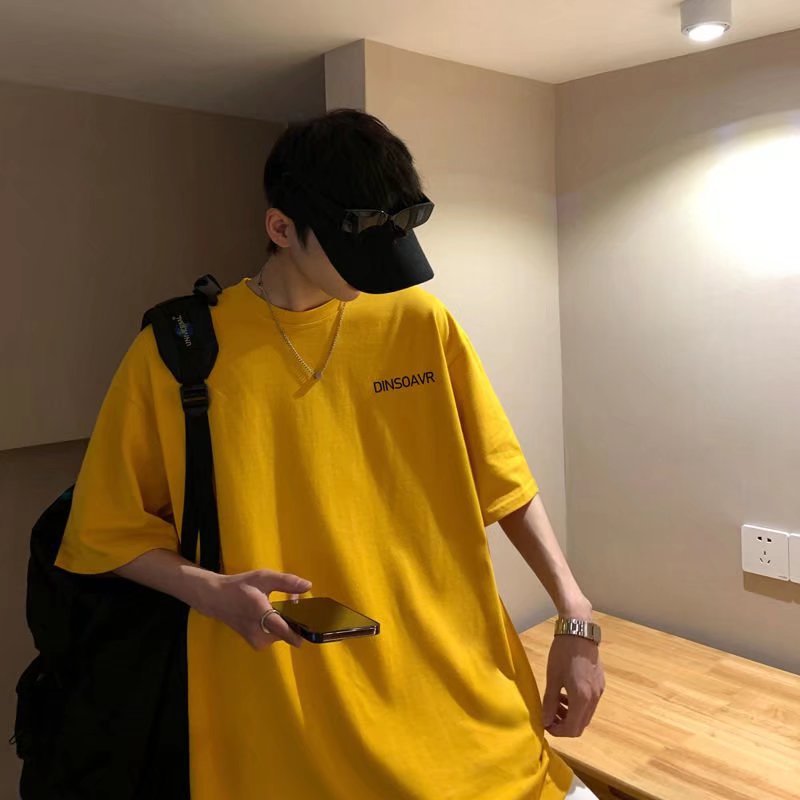 T-shirt da uomo di marca trendy Instagram a maniche corte Estate 2022 Nuova tendenza della moda da uomo semplice e versatile allentata_voghion.com