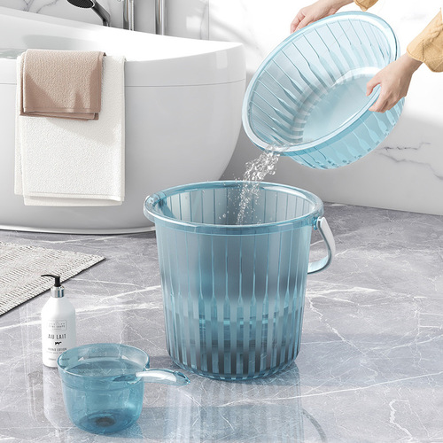 Household Transparent Shower Bucket Large Storage Bucket Portable Bucket Outdoor Car Washing Bucket Thick Plastic Bucket Wholesale