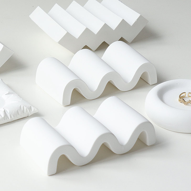 Ins Minimalist White Wave Irregular Stairs Gypsum Photography Props Decorative Ornaments Background