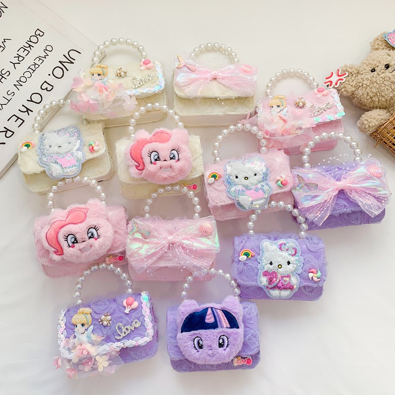 Nuevo bolso de chicas moda lindo caricatura peluche niños un hombro princesa mochila bolso en línea niña pequeña bolsa