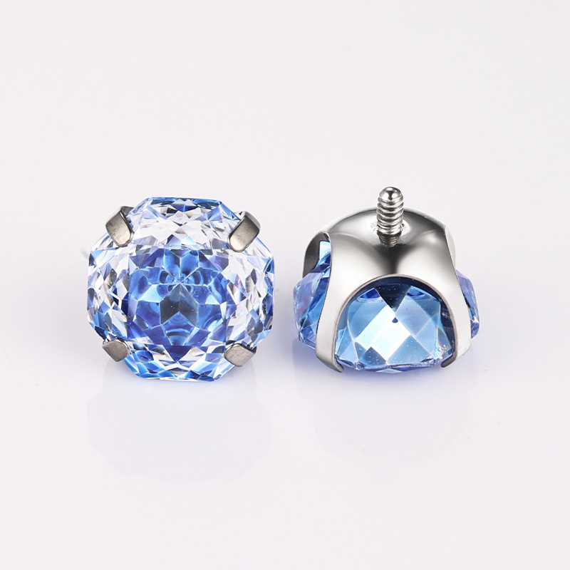 Zesen F136 Titanium Earrings Eight-sided Heart-cut Rose Cut Bowl-holder Round Bottom Earrings G23 Titanium Piercing Jewelry detail image 9
