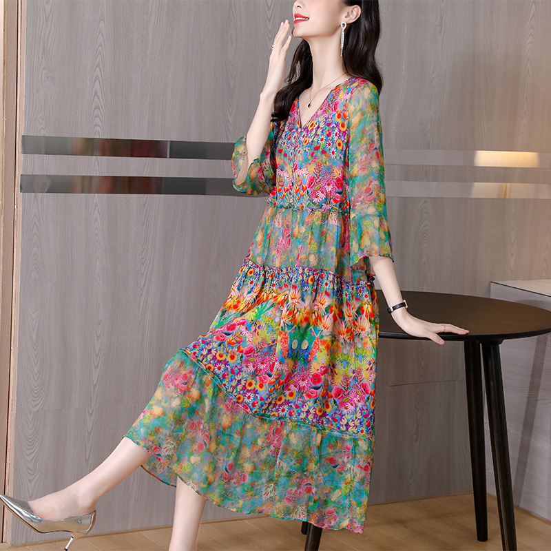 Silk summer fashionable elegant dress