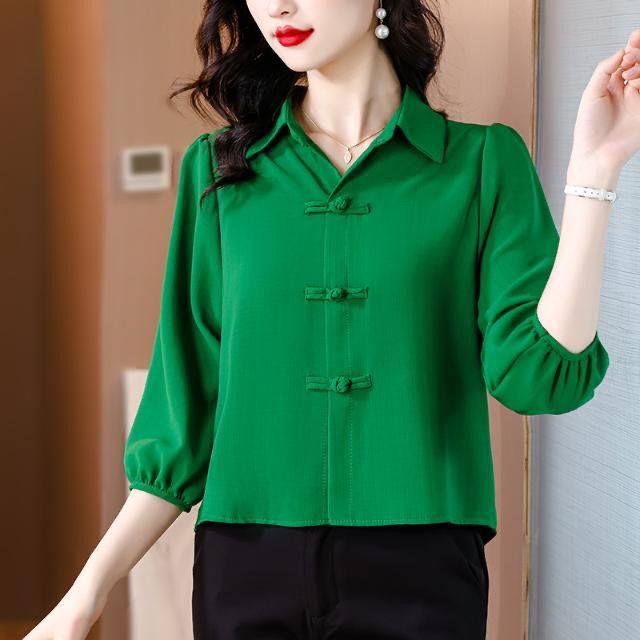 Popular New Chinese-Style Button-Down Shirt for Women, Tummy-Covering Top, 2026 Spring/Summer Fashion, Stylish and Elegant National Style Shirt Popular New Chinese-Style Button-Down Shirt for Women, Tummy-Covering Top, 2026 Spring/Summer Fashion, Stylish and Elegant National Style Shirt