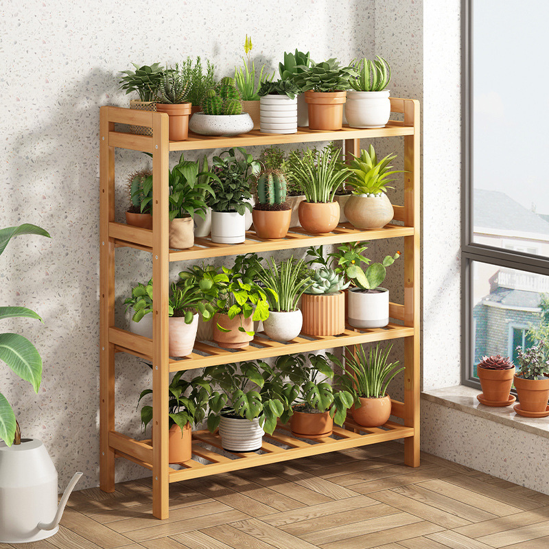 Estante de flores tipo suelo pastoral estante de aire sala de estar balcón pequeño dormitorio multicapa estante de maceta interior
