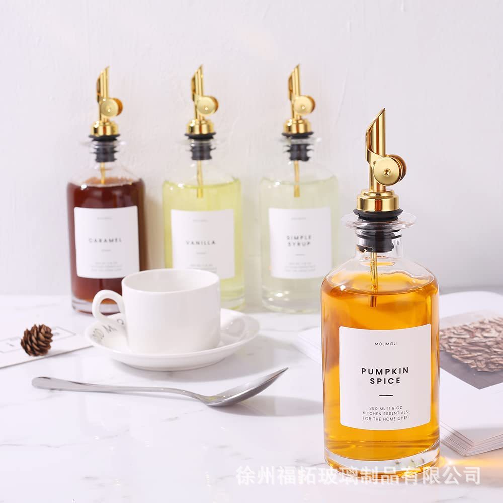 亚马逊家用厨房用品500ml晶白料玻璃自控开合控油壶酱油醋350ml