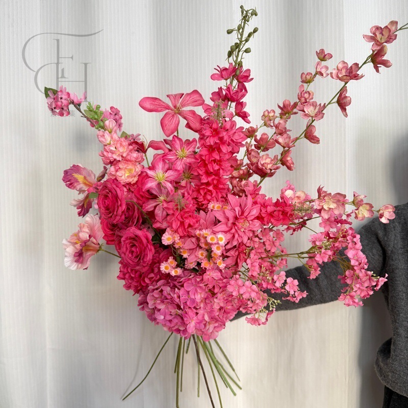Rose Red Series Artificial Flowers for Wedding and Engagement Banquet Decoration, Backdrop Wall Fake Flowers, Floor Flower Arrangements, Arch Decorations, Table Flower Arrangements