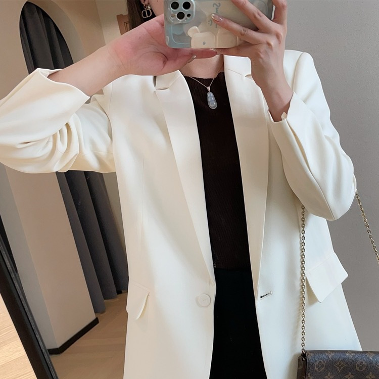 2025 Autumn High-Quality Elegant Slimming Loose Drape Single-Button Triacetate Blazer Mid-Length Women's