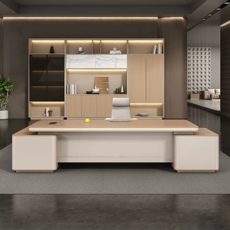 Boss desk and chair set, simple and modern, executive office furniture, light luxury, single-person desk, stylish and elegant, suitable for managers and supervisors Boss desk and chair set, simple and modern, executive office furniture, light luxury, single-person desk, stylish and elegant, suitable for managers and supervisors