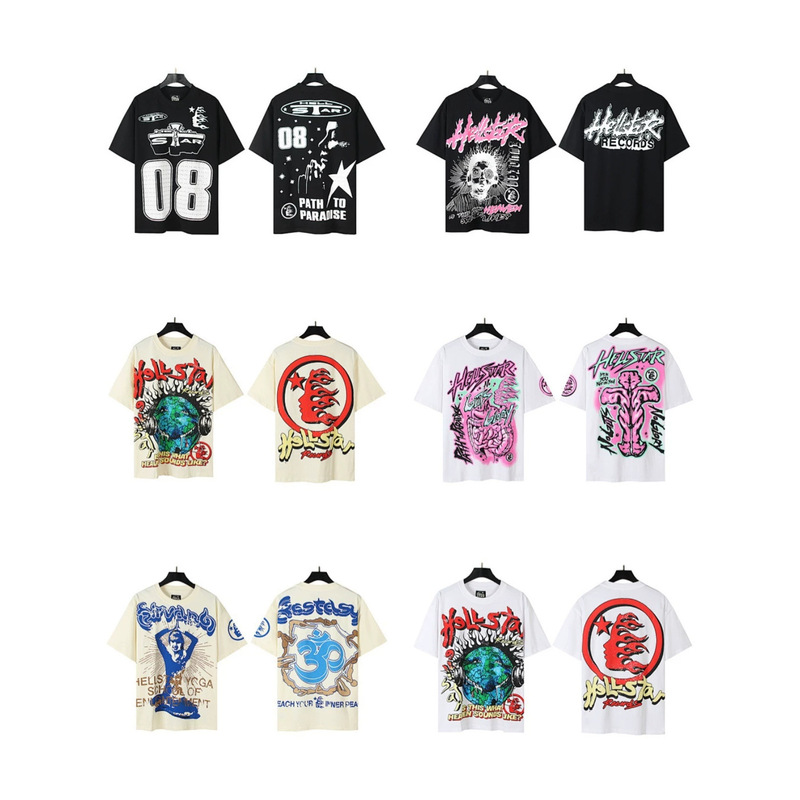 Digital print, new foreign trade style, round-neck unisex T-shirt, European and American trendy brand, casual, loose-fitting, short-sleeved, high-street style, wholesale for cross-border sales