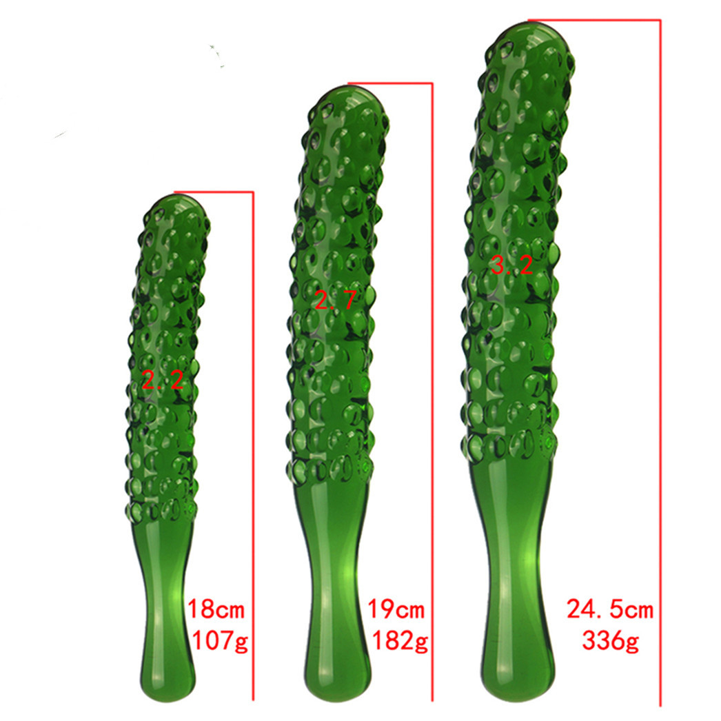 Gode en verre en forme de concombre vert, produit sexuel féminin, plug anal, masturbateur, jouet pour adulte_voghion.com