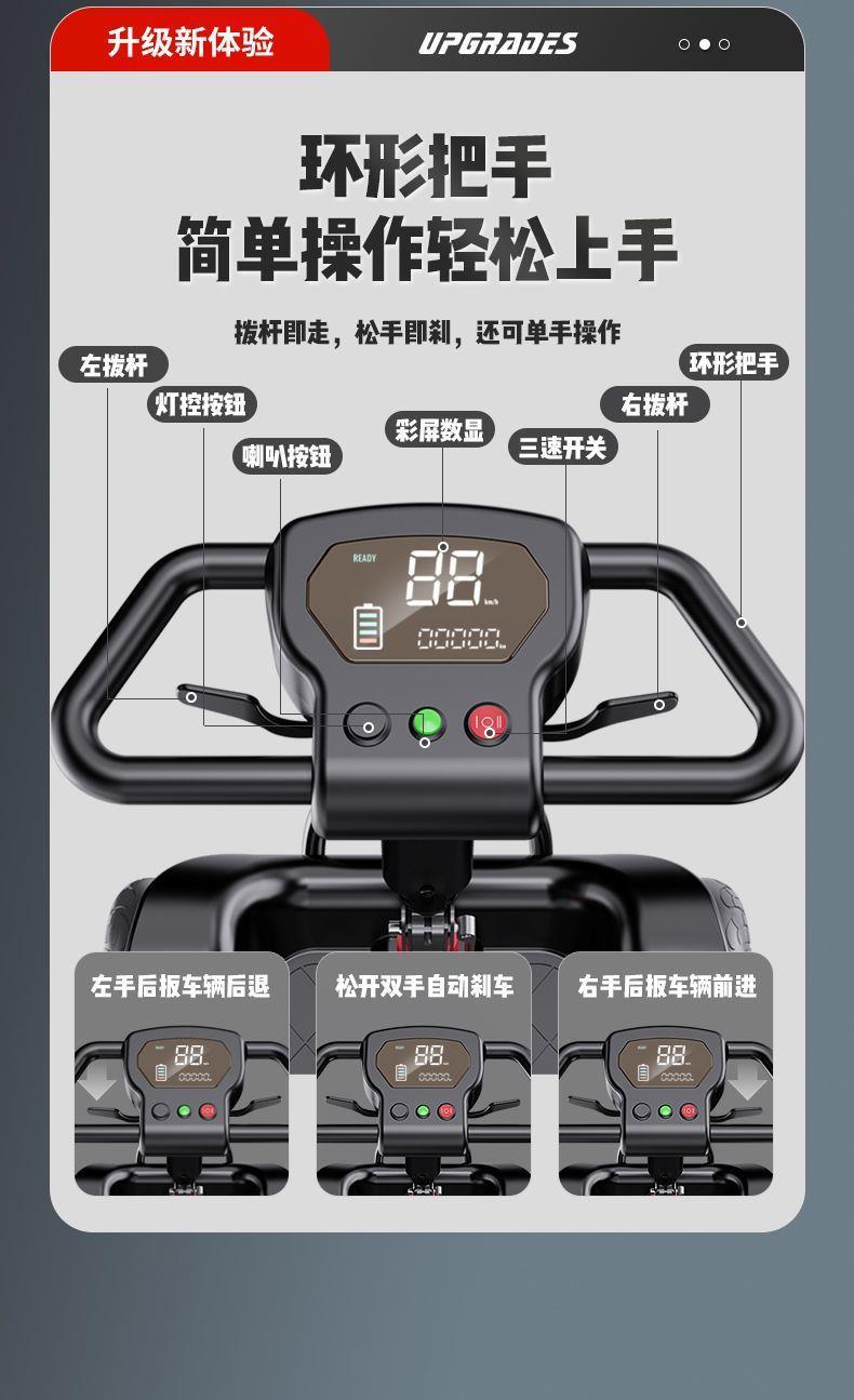 Four-Wheel Electric Scooter for the Elderly, Small Mobility Aid Vehicle for Disabled People, Foldable with Removable Battery, Suitable for Elderly and Family Use
