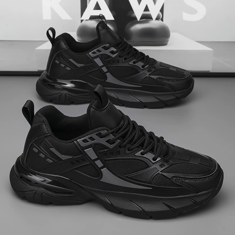 Мужские кроссовки Black Warrior 2025: Новинка осени, дышащие повседневные спортивные кроссовки на толстой подошве, черные кроссовки для бега, модные кроссовки в стиле «dad shoes»