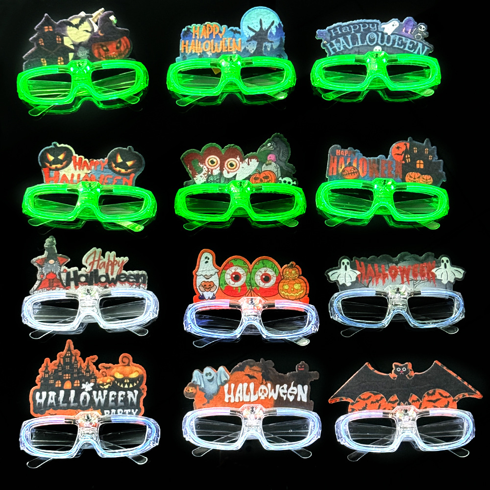 Nuevas gafas luminosas de Halloween LED murciélago flash gafas de calabaza fiesta fantasma marco de gafas transparentes