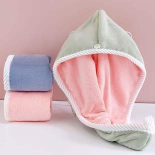 Double-layer coral fleece thickened net red dry hair cap women's blow-free quick-drying shampoo turban towel shower cap wholesale factory