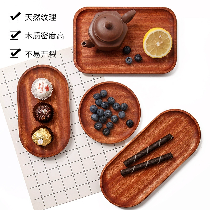  rectangular wooden dinner plate sandalwood for home use with glass