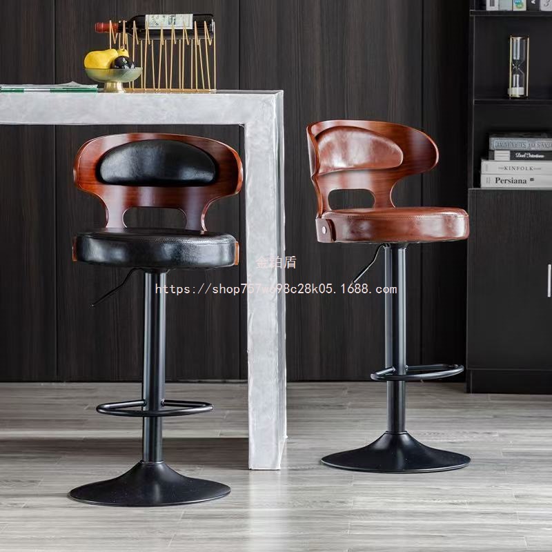 Gold and Platinum Shield Bar Stool, Light Luxury High Stool for Home Use, Adjustable Height Counter Stool, Cashier Bar Chair, High-End Bar Chair