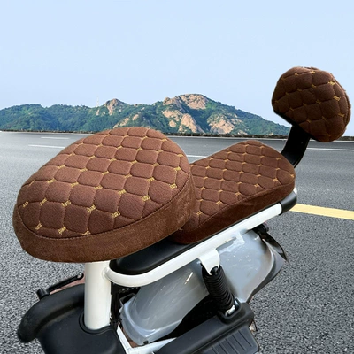 Battery Car Warm Cover — Electric car cushion - brown-round-head-front-seat-cover-rear-seat-cover-backrest-cover