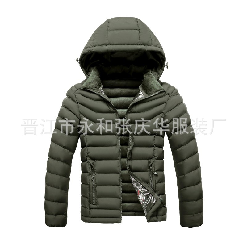 Cross-border 50d alta costilla elástica ropa de los hombres de lana forrada engrosada chaqueta de algodón con capucha de algodón raqueta de algodón europeo y americano comercio exterior al por mayor