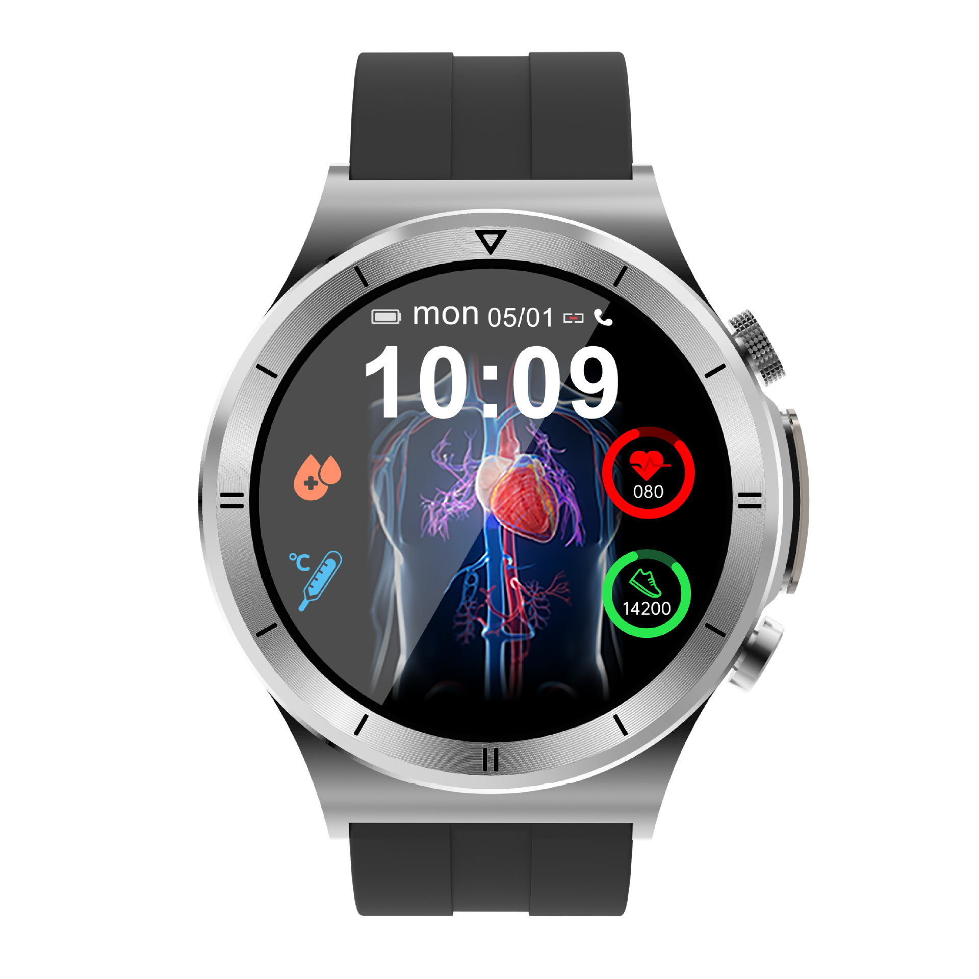 Reloj inteligente T30 de 1,39 pulgadas con Bluetooth, llamadas, ECG y frecuencia cardíaca_voghion.com
