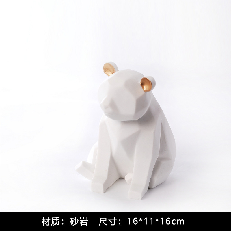 モダンでシンプルなかわいいペットの猫とクマの幾何学的な動物の装飾品北欧ホームモデルルームワインキャビネット子供部屋の装飾|undefined