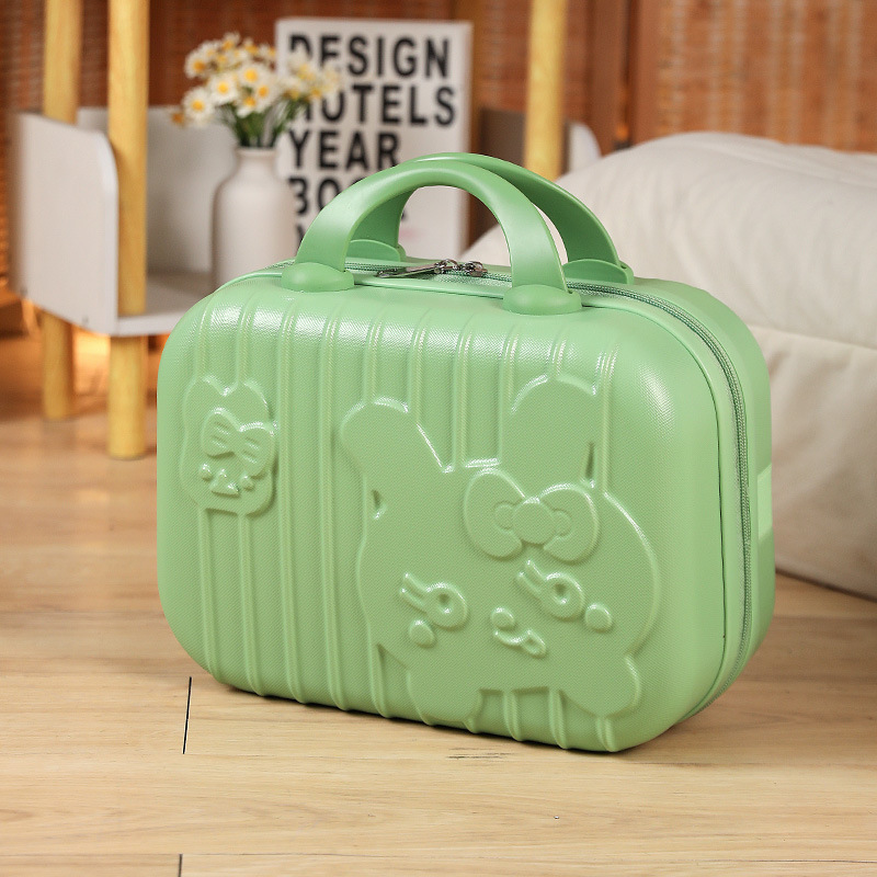 Maleta de conejito lindo de dibujos animados 3D 14 pulgadas color caramelo bolsa de cosméticos rojo mano equipaje portátil