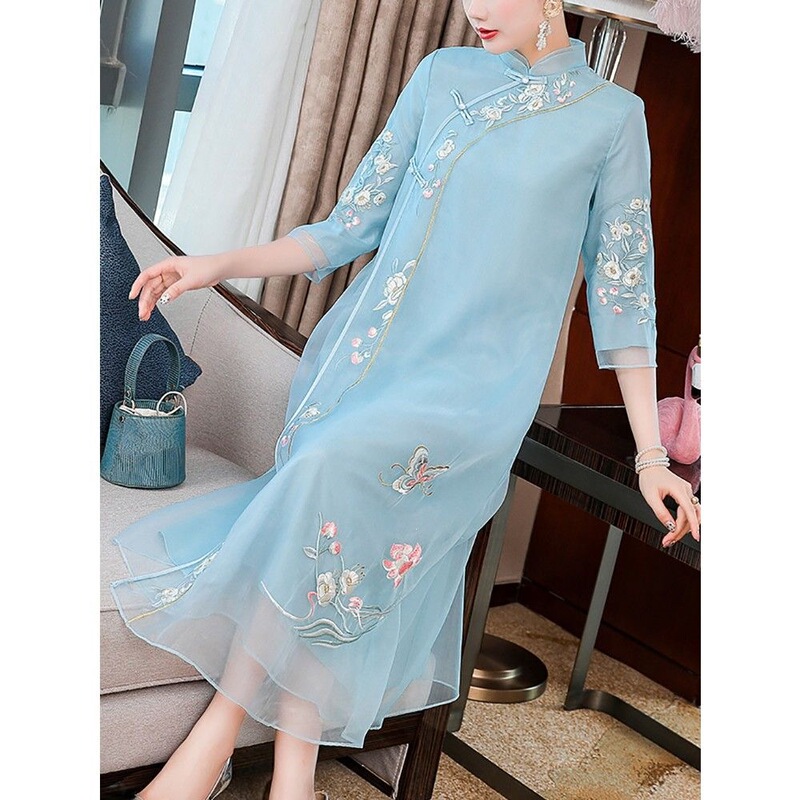 Improved Version of Hanfu 2023 Spring Tang Suit Chinese Style Daily Cheongsam for Women Summer Ethnic Style Tea Dress Retro Dress
