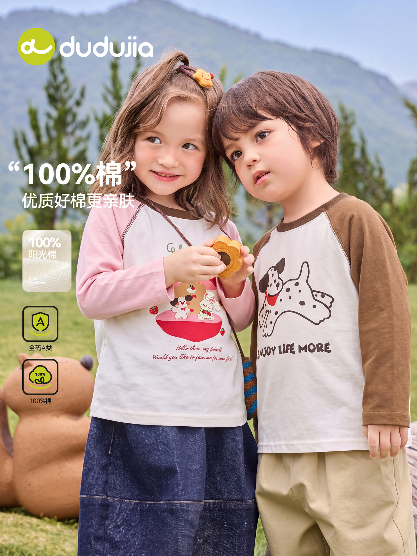 Dudu's Girls' Base Layer Shirt, Autumn Long-Sleeve T-Shirt for Ba