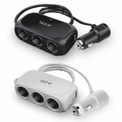 Manufacturer Wholesale Car Charger Cigarette Lighter Adapter One-To-Three USB Car Charger for Mobile Phones 12V