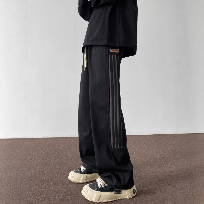 American High Street Striped Design Thin Casual Pants for Men Spring and Autumn New High Street Cool Loose Straight Pants American High Street Striped Design Thin Casual Pants for Men Spring and Autumn New High Street Cool Loose Straight Pants