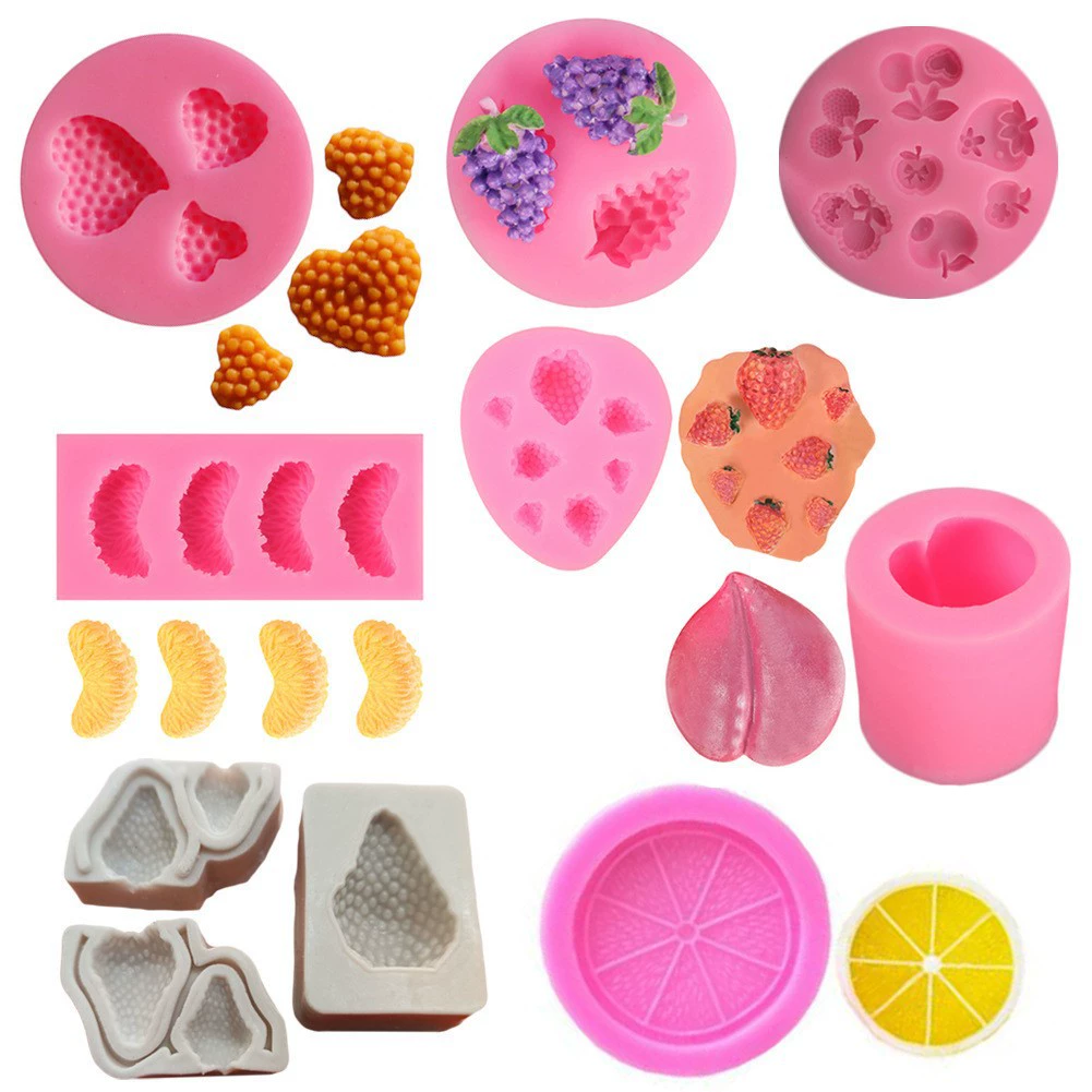 Fruit silicone mold, acrylic fondant, decorations