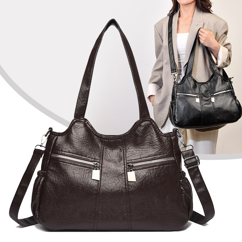 Large-capacity women's handbag for foreign trade, 2026 new model tote bag, multi-pocket shoulder bag, simple commuter crossbody bag
