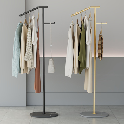 Light luxury vertical storage Internet celebrity clothes rack modern bedroom living room floor-standing slate metal mobile coat rack