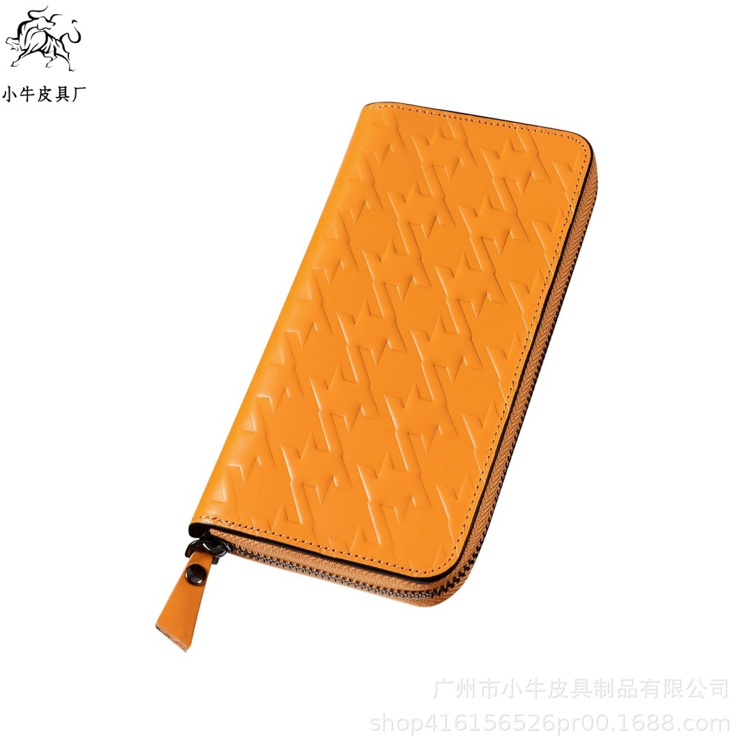 Cross-Border Best-Selling Tochigi Leather Large-Capacity Men's Wallet, Creative Houndstooth Pattern, Multiple Card Slots, Coin Compartment, Long Wallet for Men