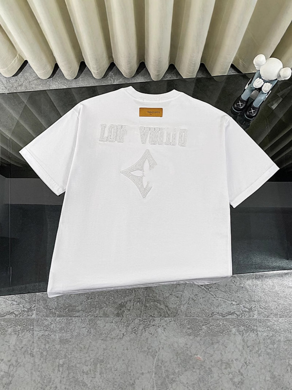 正しいバージョン Lujia 25ss 夏新定番レターロゴヘビーデューティ万針刺繍半袖ラウンドネック Tシャツ|undefined
