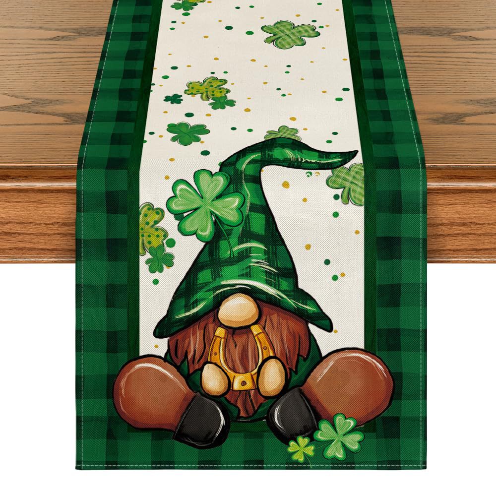 Día de San Patricio mantel corredor de mesa tela lavable impresión estera de mesa de trébol de cuatro hojas montaña antideslizante aislamiento térmico