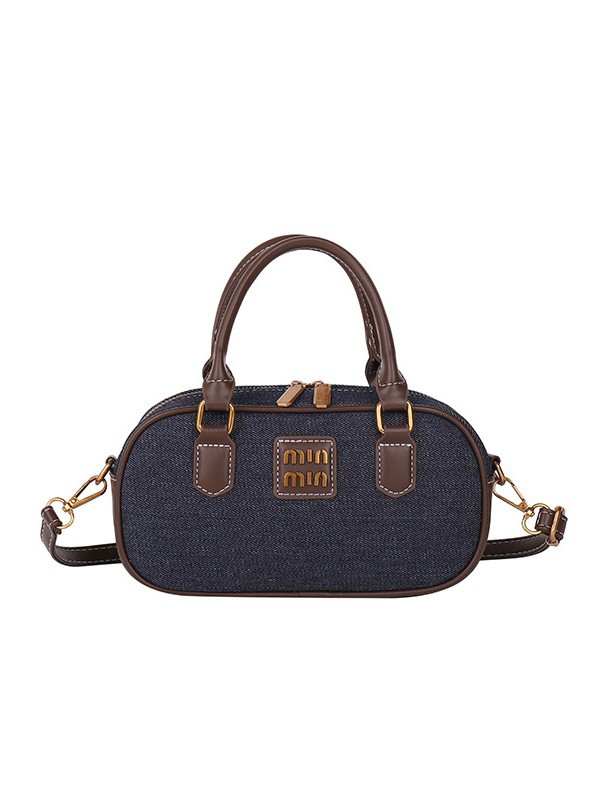 Bolsas de denim mujeres transfronterizas al por mayor nuevas bolsas de bolos portátiles de color de contraste tamaño de viaje de hombro