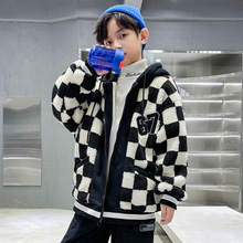 男童羊羔绒外套冬款2025新款中大儿童秋冬季加绒加厚毛毛衣潮童装
