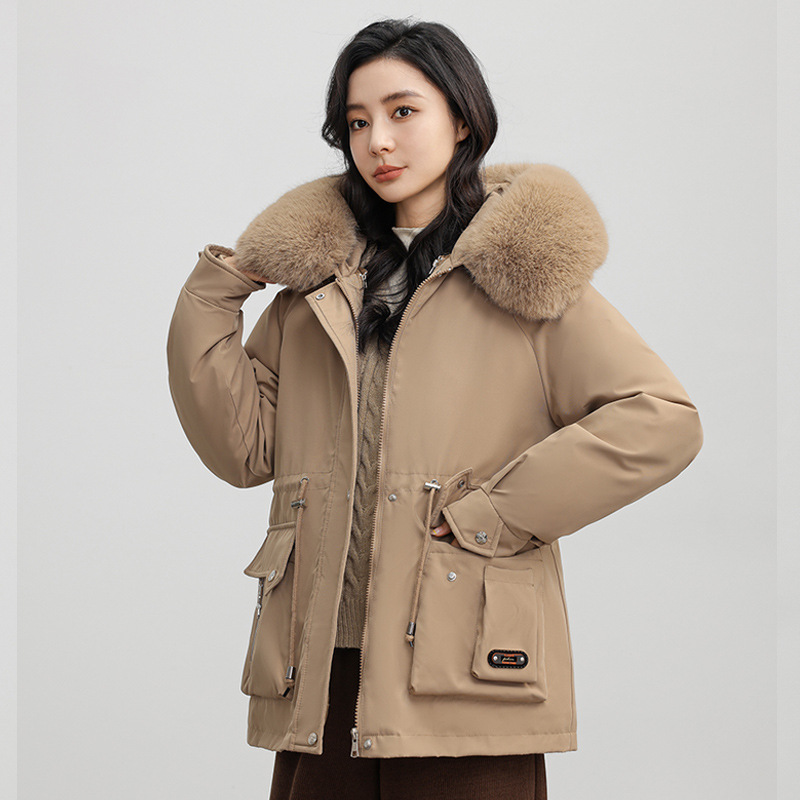 Desmontable más pelusa gruesa sobre la chaqueta corta para mujeres 2024 invierno nuevo cuello de lana grande ropa de mujer