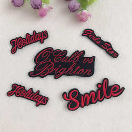 菠萝龙现货长条字母刺绣布贴牛仔裤衣服绣花标可熨可缝花补丁贴