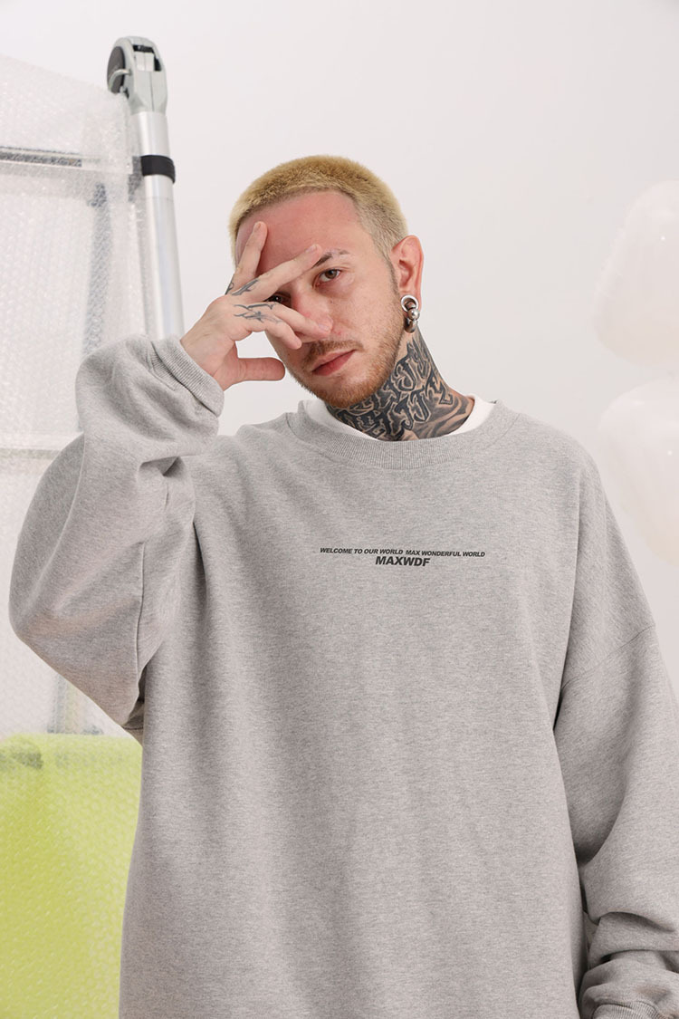 Men's Clothing round neck pullover sweatshirt original Dongshankou design couple style heavyweight high street Japanese style_voghion.com