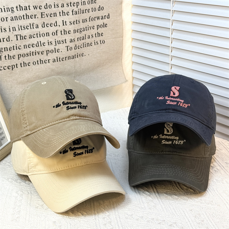 Marca de moda coreana S letras bordadas sombrero de béisbol para hombres y mujeres primavera y verano estilo coreano amplio amplio sombrero de sombra de pato