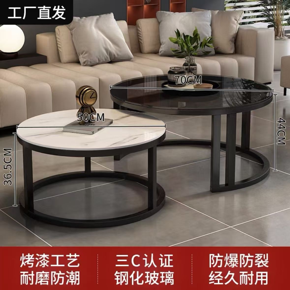 Sala de estar de mesa de mesa de roca 2025 nuevo estilo de red doméstica minimalista lujoso sensación de alto nivel de mesa de té redonda plegable pequeña casa