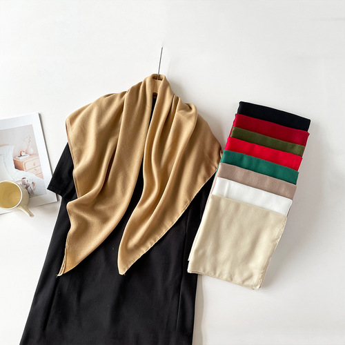 90cm Summer Solid Color Cotton-Linen Scarf for Women — New Design, Perfect for Sun Protection on European and American Beaches; Versatile Wrap & Shawl Available for Wholesale