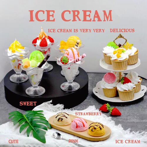 PVC simulation ice cream ball cup cold drink model fruit fancy fake ice cream dessert decoration photography props