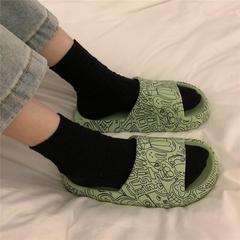 Thick Sole Graffiti Korean Style Japanese Indoor Slippers for Home Outdoor Wear, Fashionable New Women's Summer Slippers