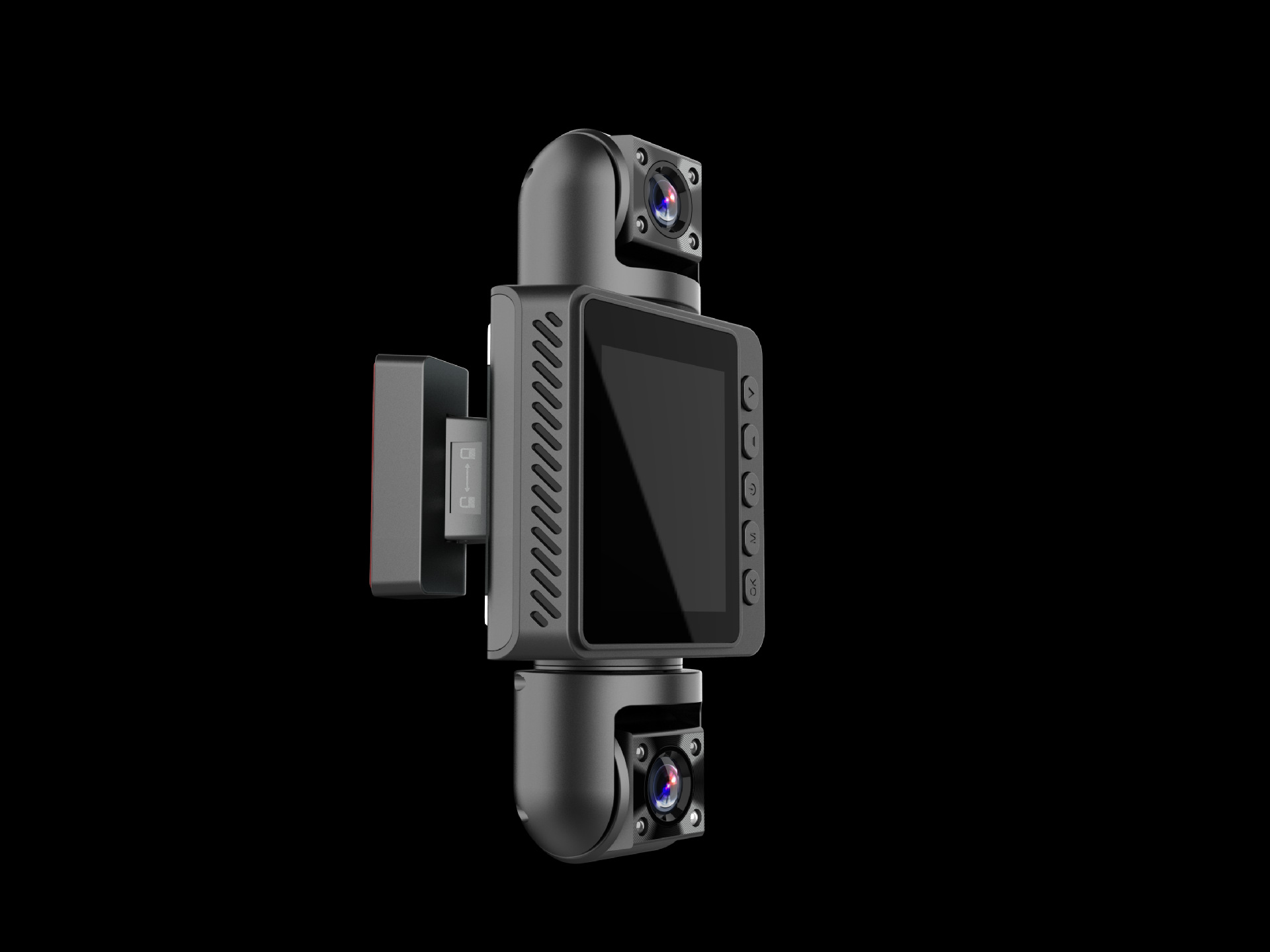 Four-way dashcam with front and rear dual recording plus four lenses for left and right blind spots, high-definition night vision and reversing camera
