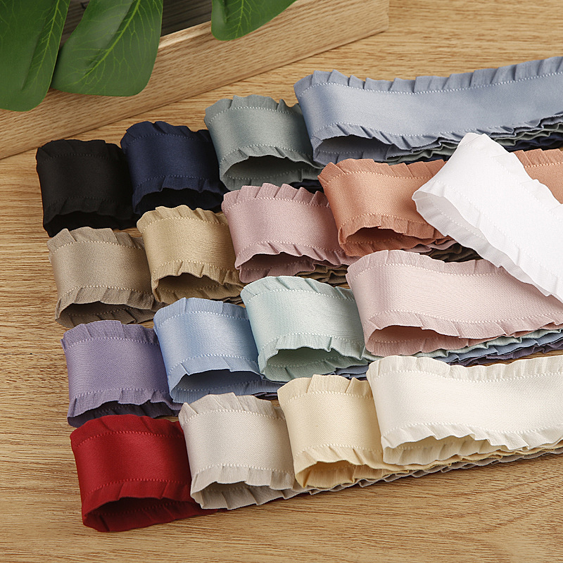 褶皱涤棉裙边织带鞋帽服装礼盒鲜花装饰蝴蝶结diy发饰材料丝带